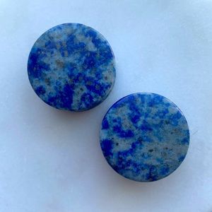 *3/$25 or 2/$20* 1 Inch Blue and Grey Stone with Gold Flecks Ear Body Art Gauges